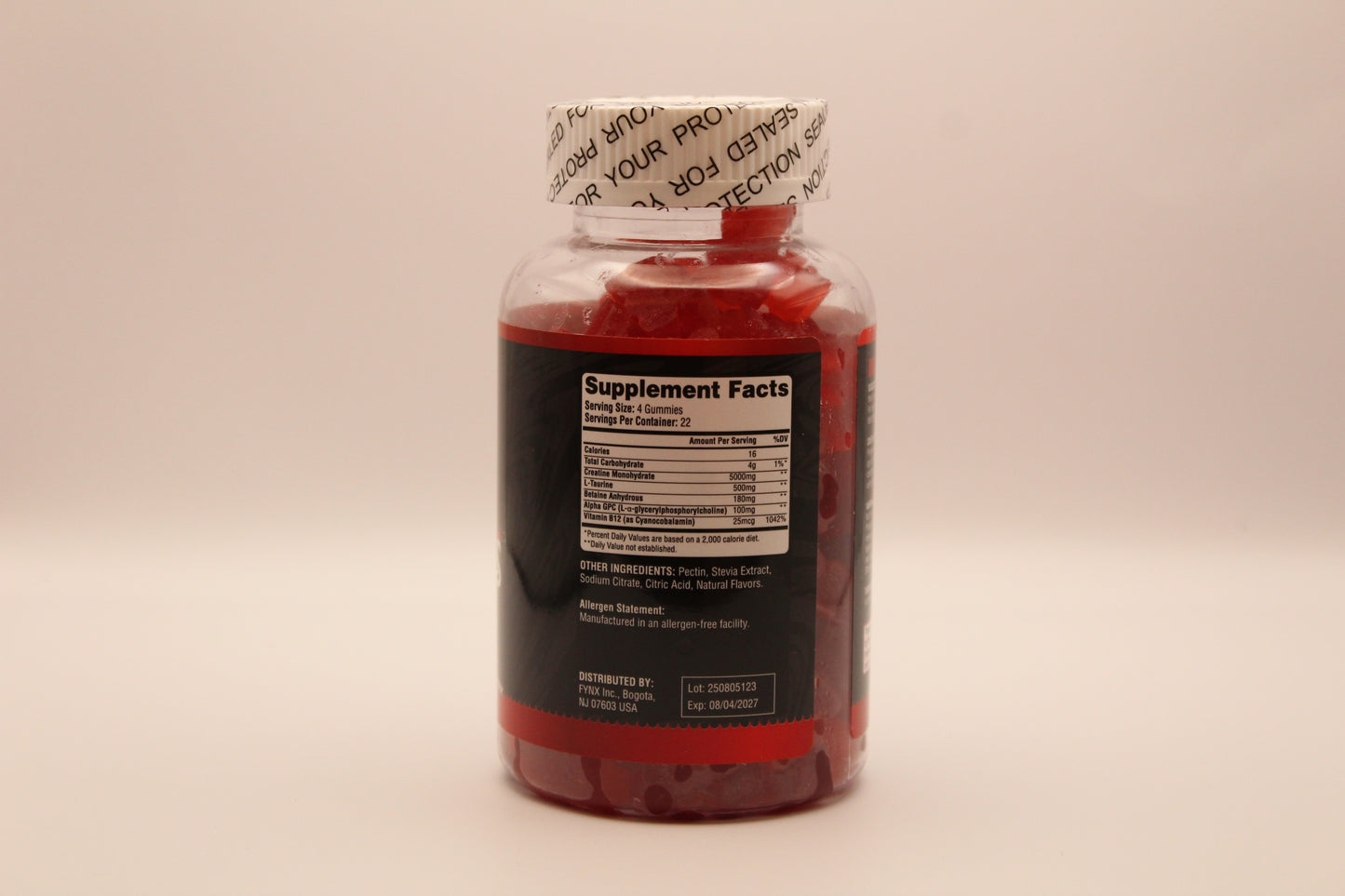 FYNX Creatine Gummies — 5,000 mg Per Serving | Strawberry Flavor | 90 Gummies | Gelatin-Free