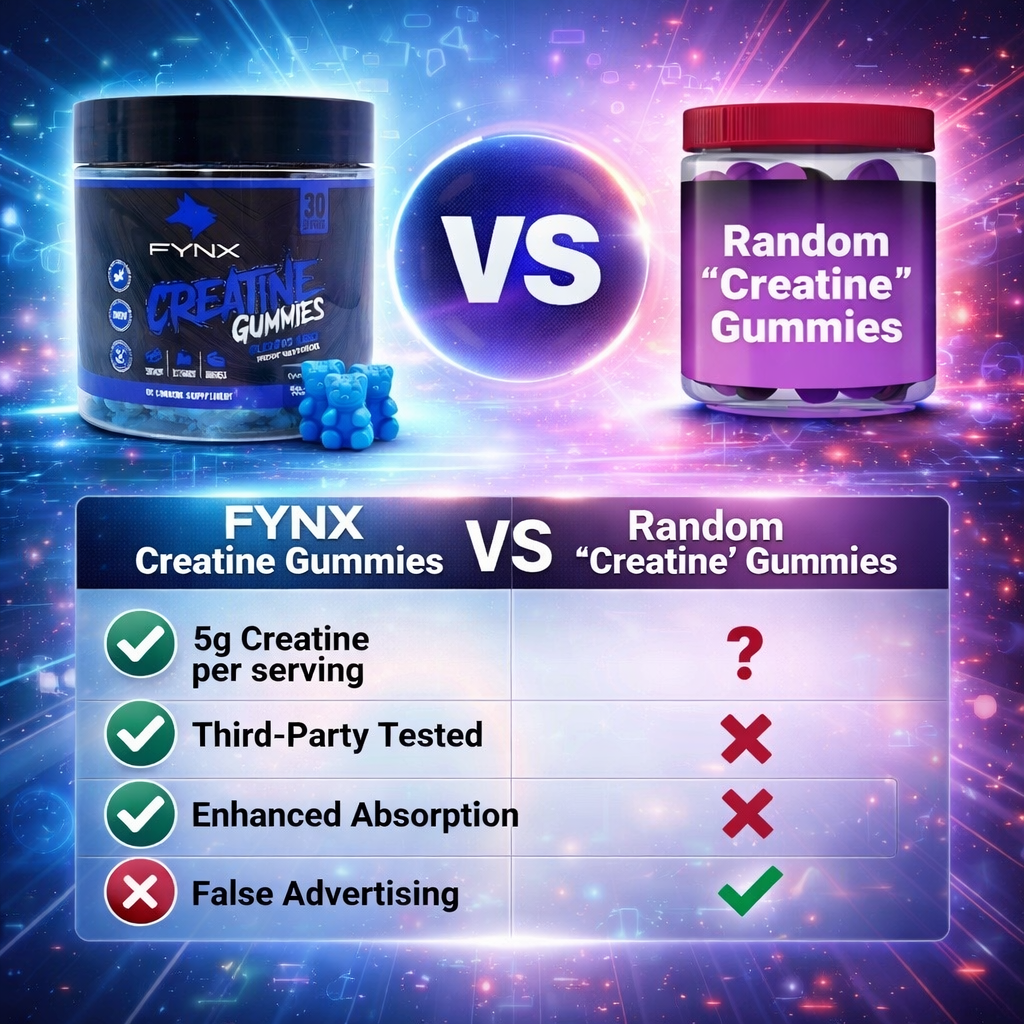 FYNX Creatine Gummies - 5g Creatine Monohydrate | Blueberry Flavor | 120 Gummies