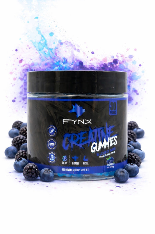 FYNX Creatine Gummies - 5g Creatine Monohydrate | Blueberry Flavor | 120 Gummies
